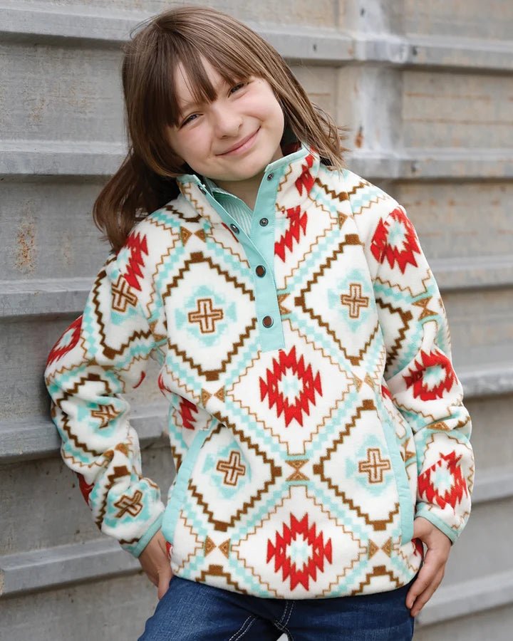 Cruel Girls 1/4 Snap Polar Fleece Pullover - Cream CWK8250011 - Double C Western SupplyCinch