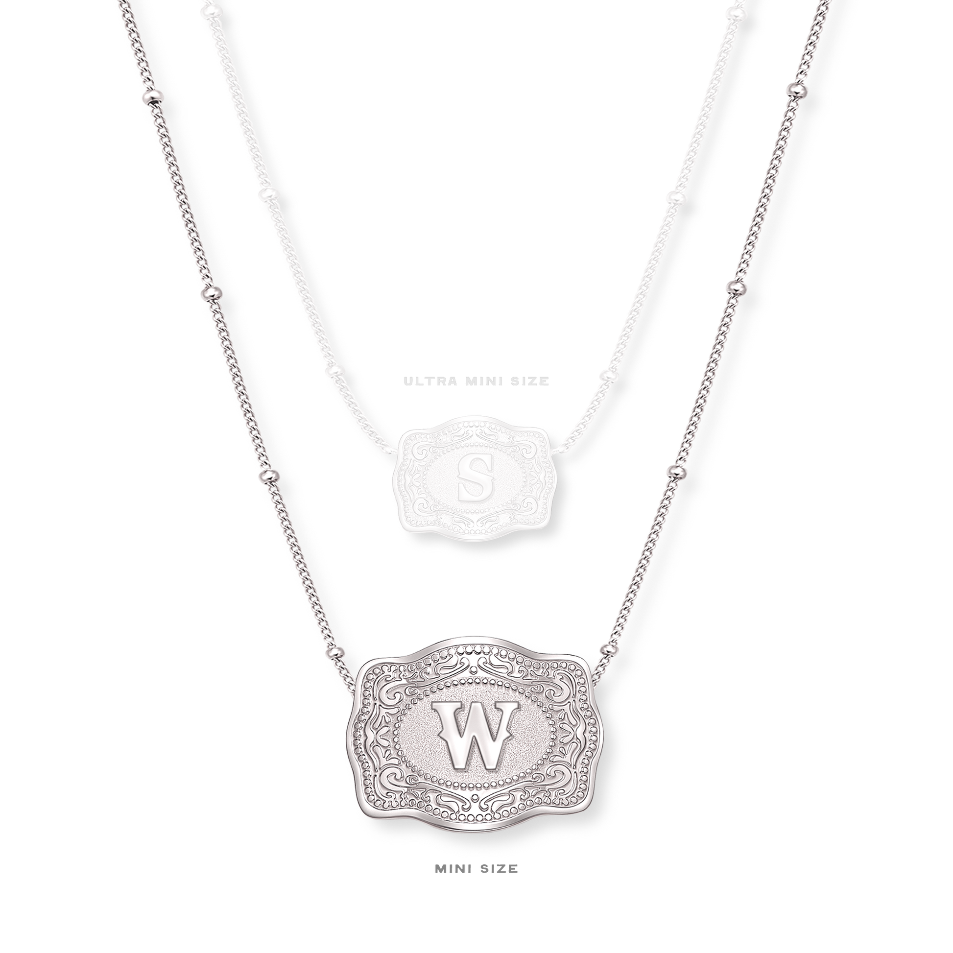 SpurWest Mini Belt Buckle Necklace (Initial) - Silver SpurWest