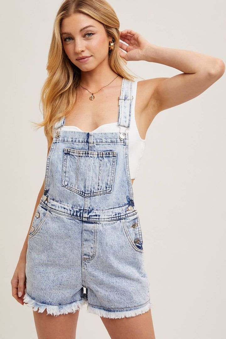 RAW HEM DENIM OVERALLS Overalls Women's Bluivy