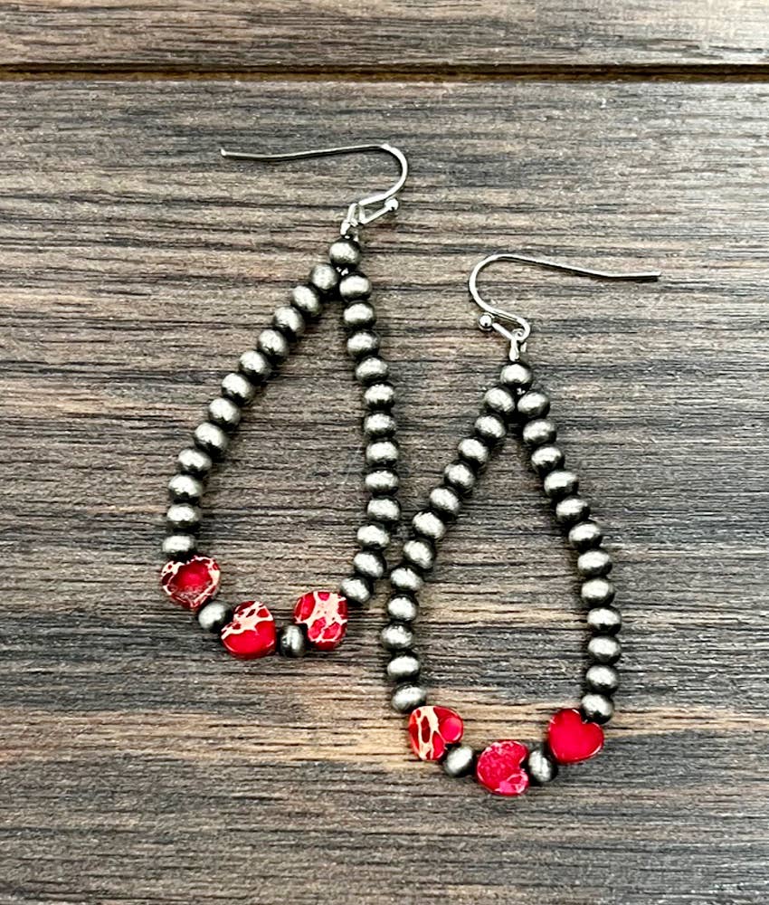 726194, Handmade Navajo Heart Gemstone Earrings ISAC Trading Inc