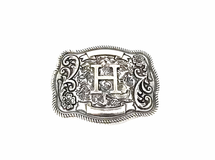 Western Filigree Initial Belt Buckle Belt H Snowing West