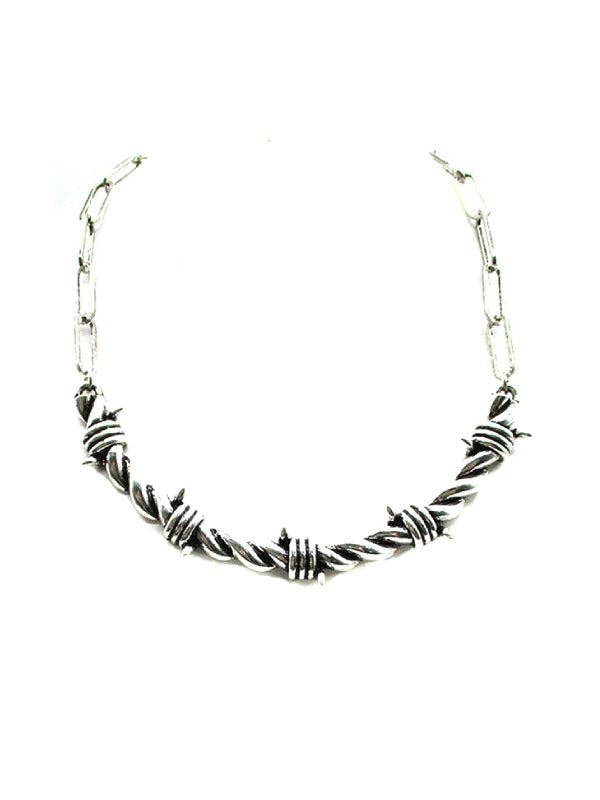 Western Barbed Wire Necklace SN0664SB Snowing West