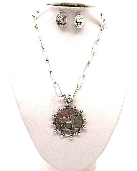 Western Horse Coin Necklace Set necklace Snowing West