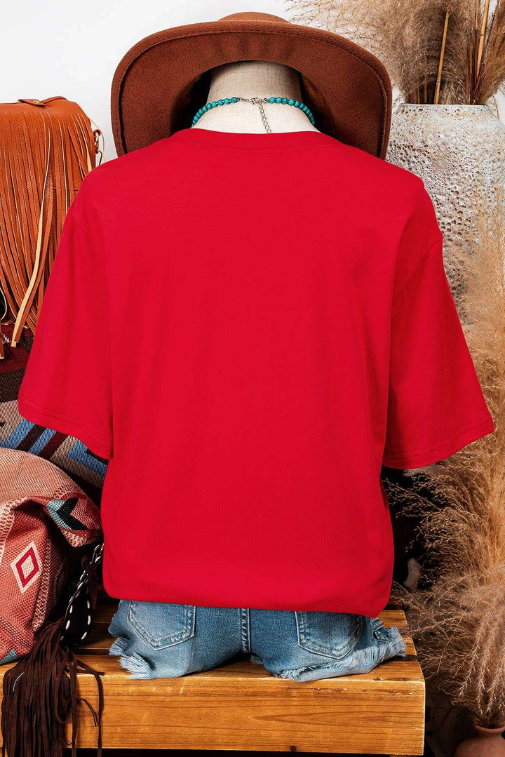 Fashion-W COWBOY Take Me Away Graphic Western Loose Tee T Shirt Women's fashionworks