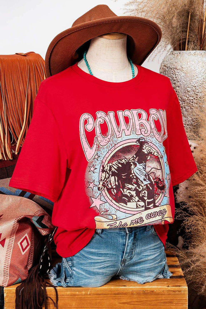 Fashion-W COWBOY Take Me Away Graphic Western Loose Tee - Double C Western Supplyfashionworks