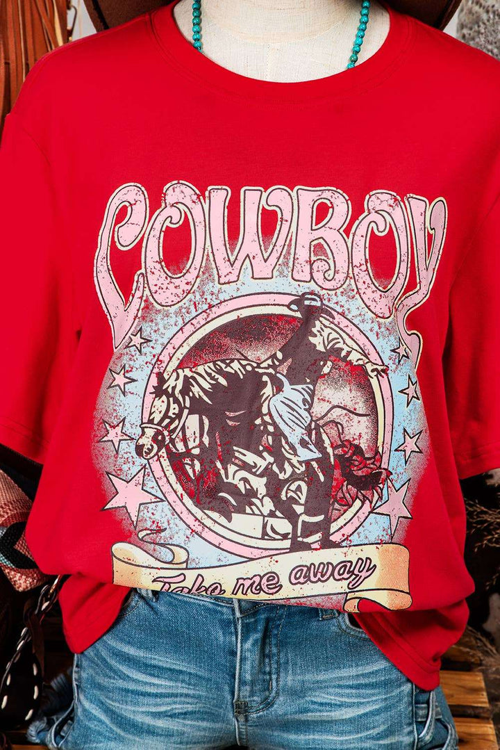 Fashion-W COWBOY Take Me Away Graphic Western Loose Tee - Double C Western Supplyfashionworks