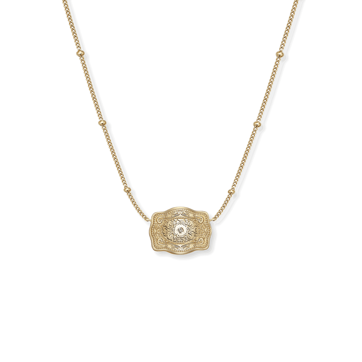 Ultra Mini Belt Buckle Necklace (Amelia Rose) - Gold SpurWest