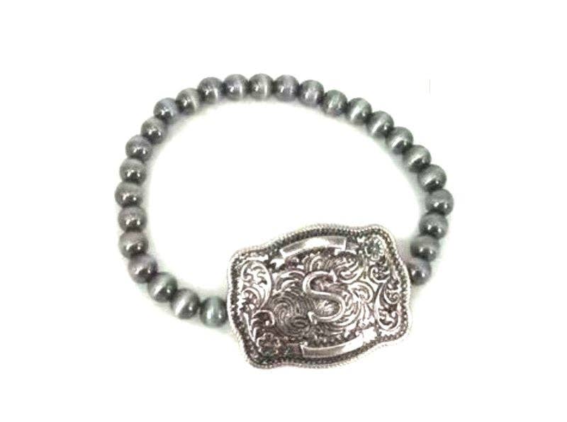 Western Buckle Initial Stretch Bracelet Snowing West