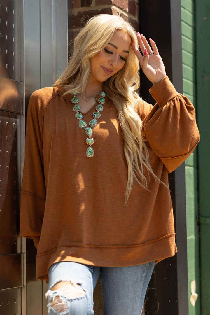 Flowy Split Neck Top - Double C Western SupplyAndrée by Unit