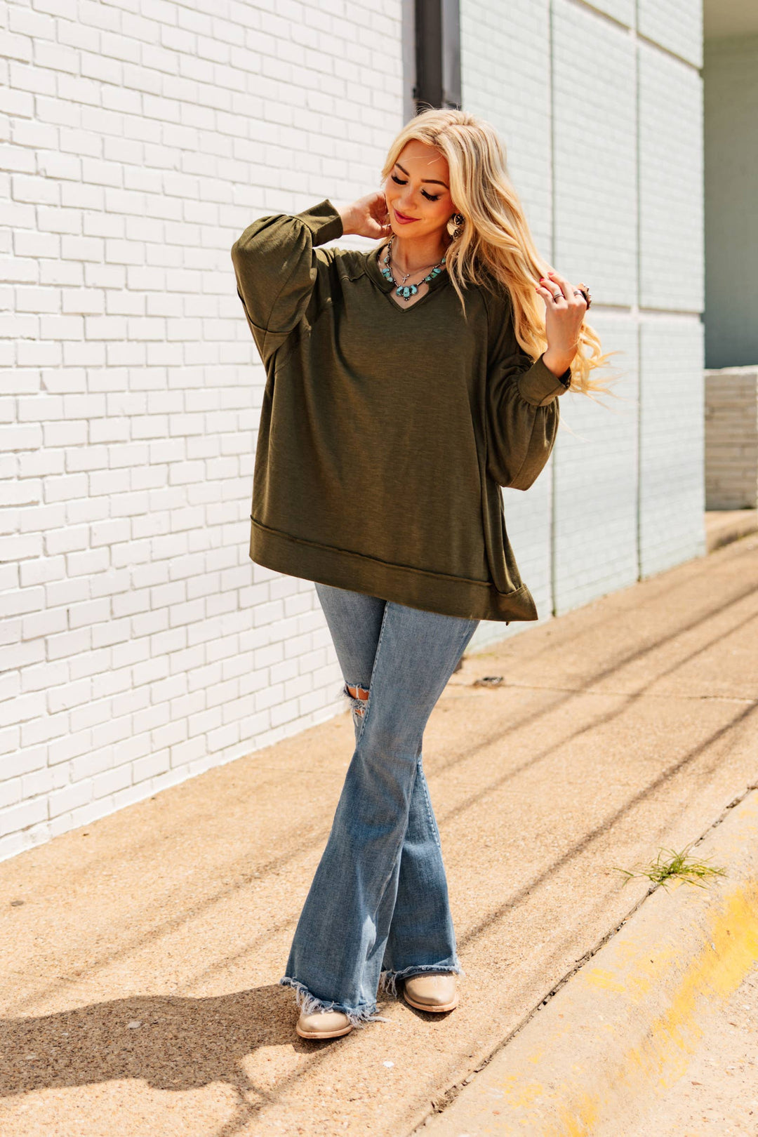 Flowy Split Neck Top - Double C Western SupplyAndrée by Unit