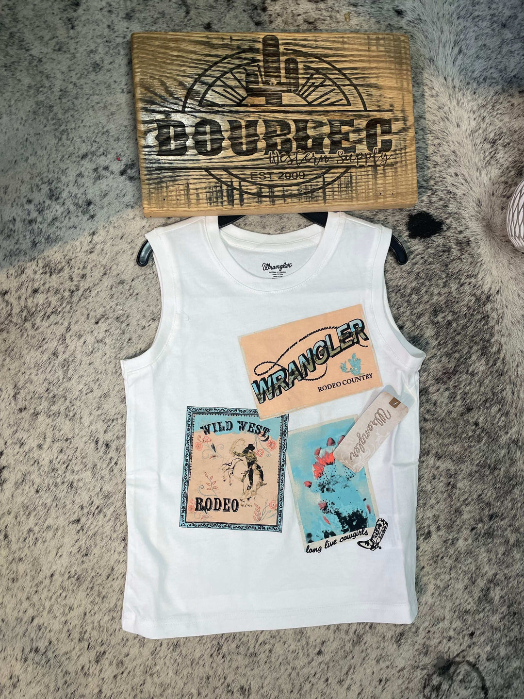 Girls Graphic Tank - White Multi - Double C Western SupplyWrangler
