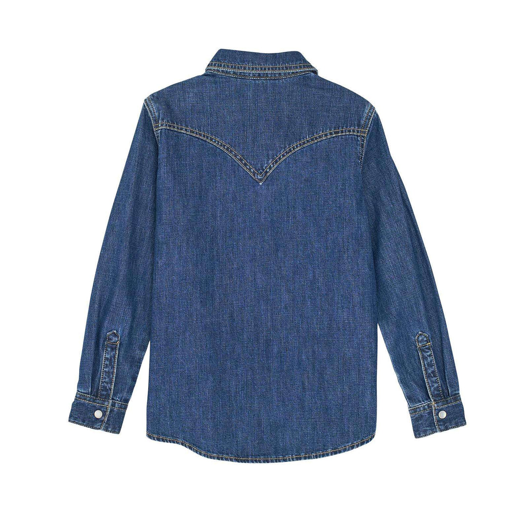 Girls Western Snap Shirt - Dark Denim 112367474 - Double C Western SupplyWrangler