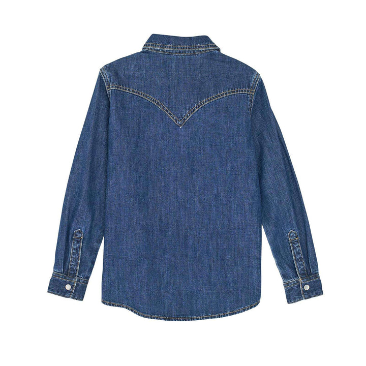 Girls Western Snap Shirt - Dark Denim 112367474 - Double C Western SupplyWrangler