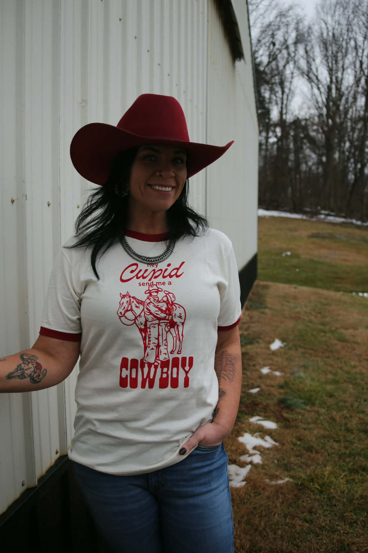 Hey Cupid Send Me a Cowboy Valentine Shirt, Valentine&