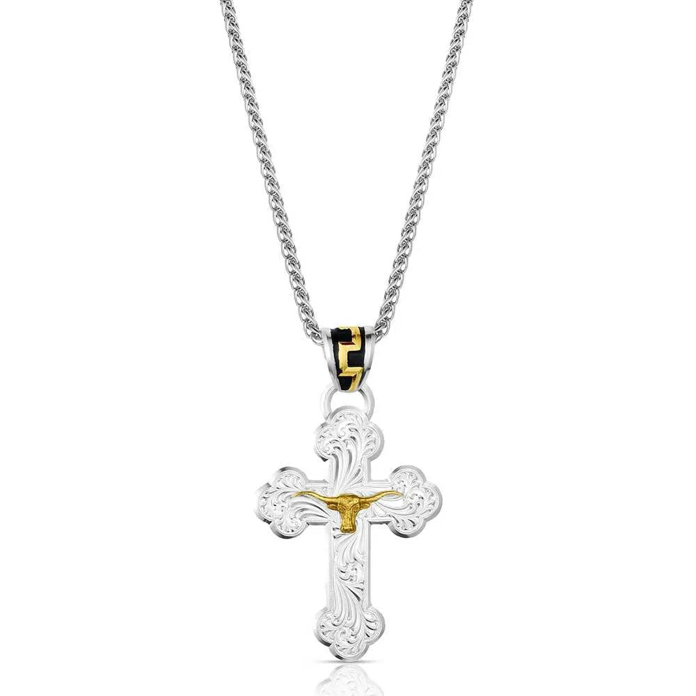 Honor and Grit Cross Necklace NC6172 - Double C Western SupplyMontana Silversmiths