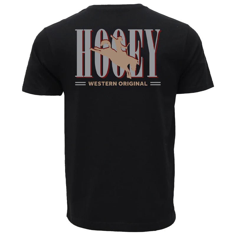 Hooey "Wild Ride" T-shirt Black w/Tan & Grey Hooey Logo HT1911BK - Double C Western SupplyHooey