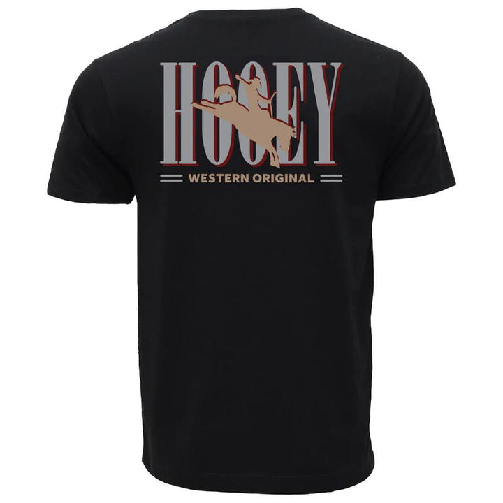 Hooey "Wild Ride" T-shirt Black w/Tan &amp; Grey Hooey Logo HT1911BK - Double C Western SupplyHooey