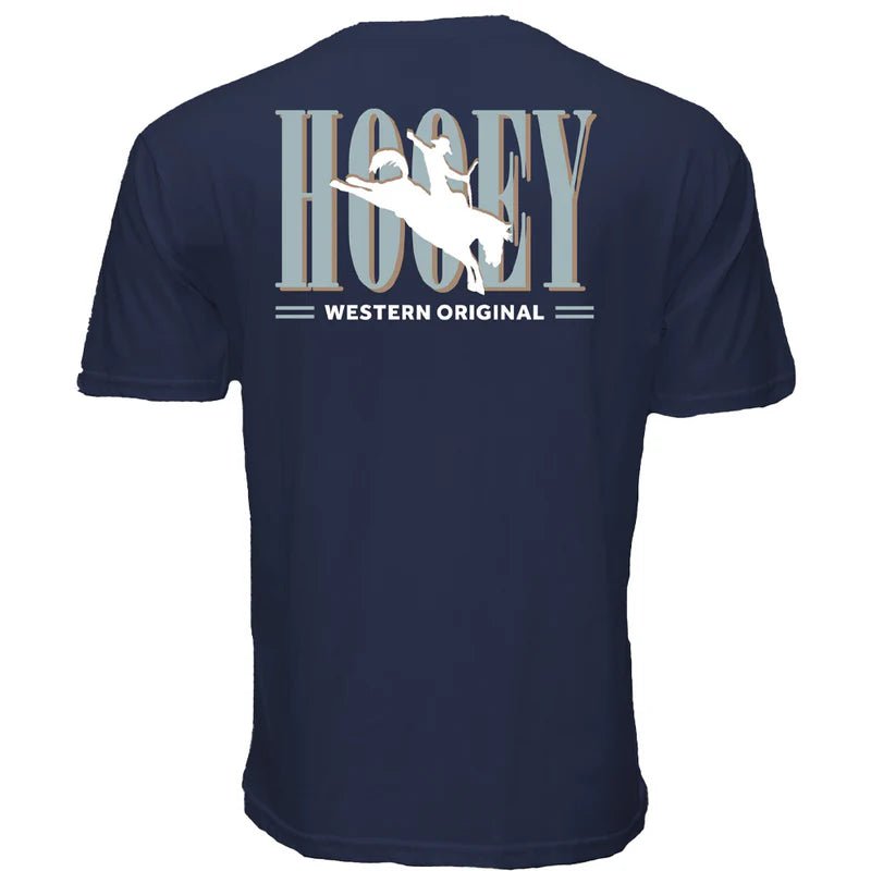 Hooey "Wild Ride" T-shirt Blue w/Light Blue &amp; White Hooey Logo HT1911NV - Double C Western SupplyHooey