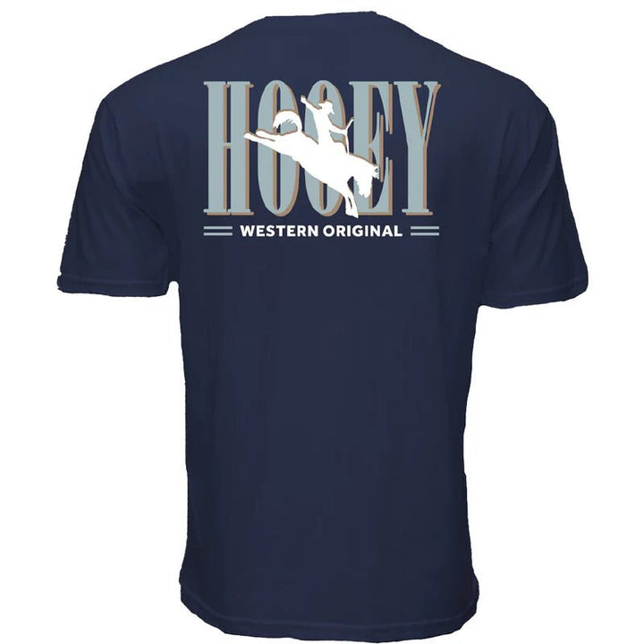 Hooey "Wild Ride" T-shirt Blue w/Light Blue &amp; White Hooey Logo HT1911NV - Double C Western SupplyHooey