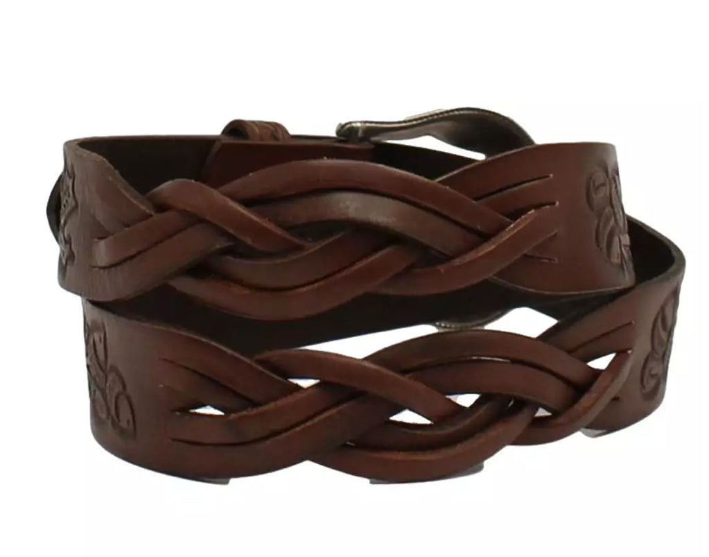 ANGEL RANCH 1.5" BRAIDED ACORN BROWN BELT BY M & F M & F