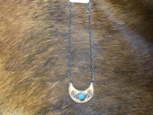 Western Concho Flower Leather Necklace
