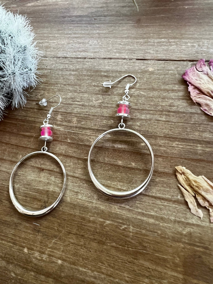 Pink mermaids beads on hoop earrings Earrings Shopify Collective The Bijoux FAB Jewelry The Bijoux FAB Jewelry