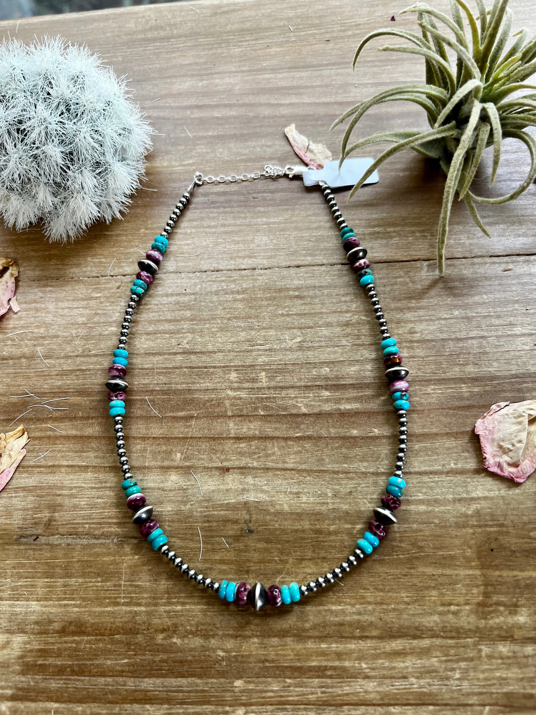 Sterling Silver Pearls choker with real turquoise and purple spiny oyster Necklaces Shopify Collective The Bijoux FAB Jewelry The Bijoux FAB Jewelry