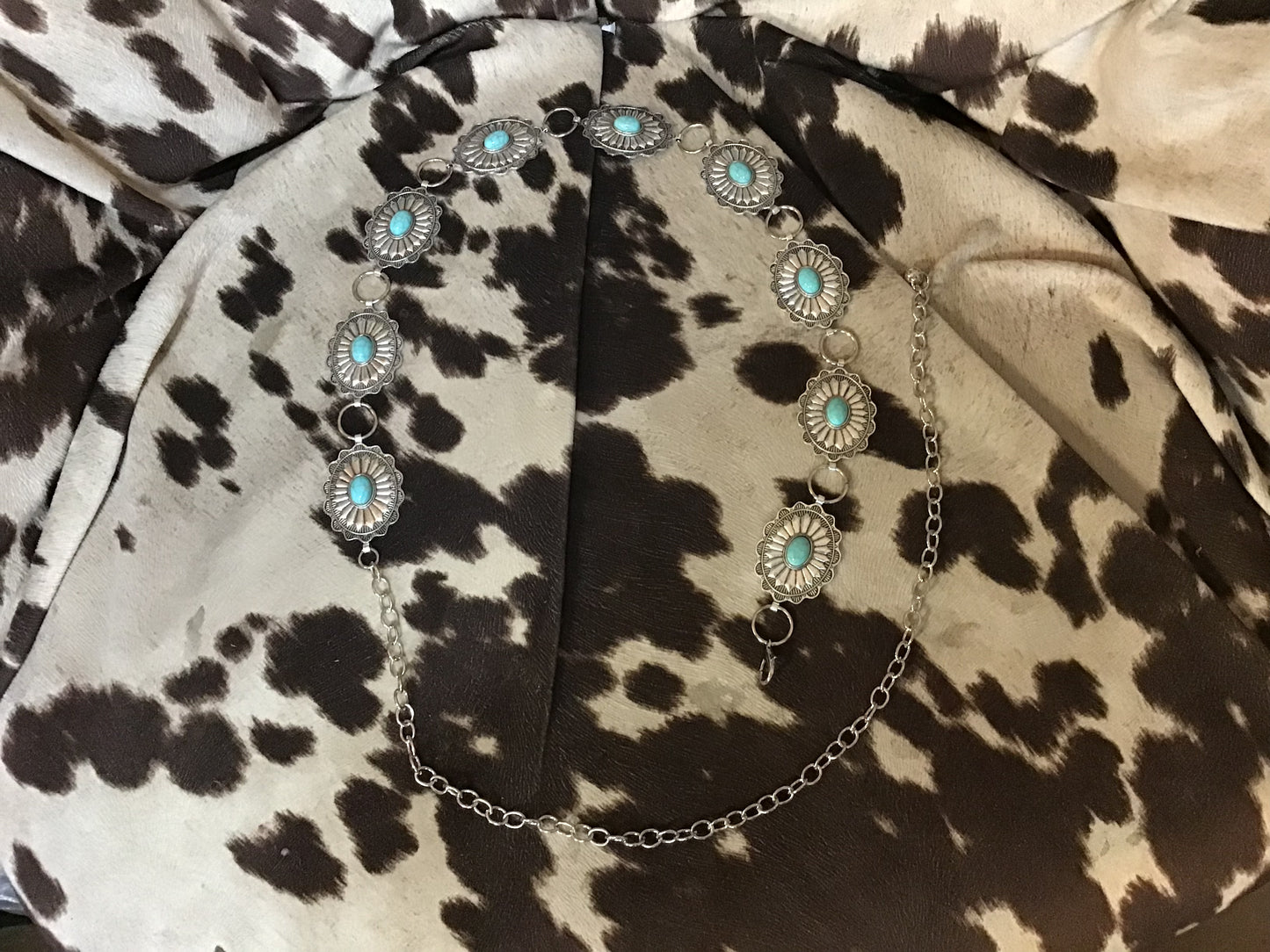 Boho Oval Shape Waist Chain Turquoise Double C Western Supply