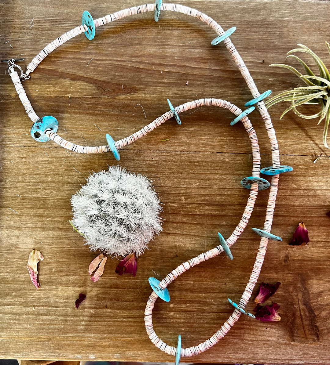 38 inch long shell and light blue turquoise Necklaces Shopify Collective The Bijoux FAB Jewelry The Bijoux FAB Jewelry