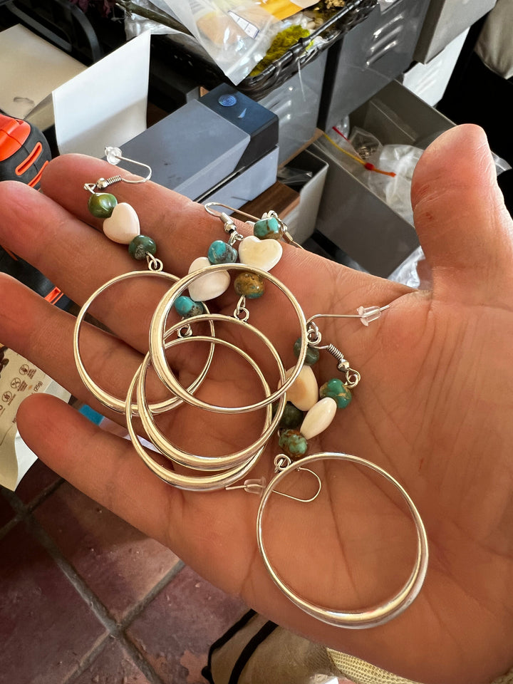 Bahama shell pink heart with turquoise on mini hoop Earrings Shopify Collective The Bijoux FAB Jewelry The Bijoux FAB Jewelry
