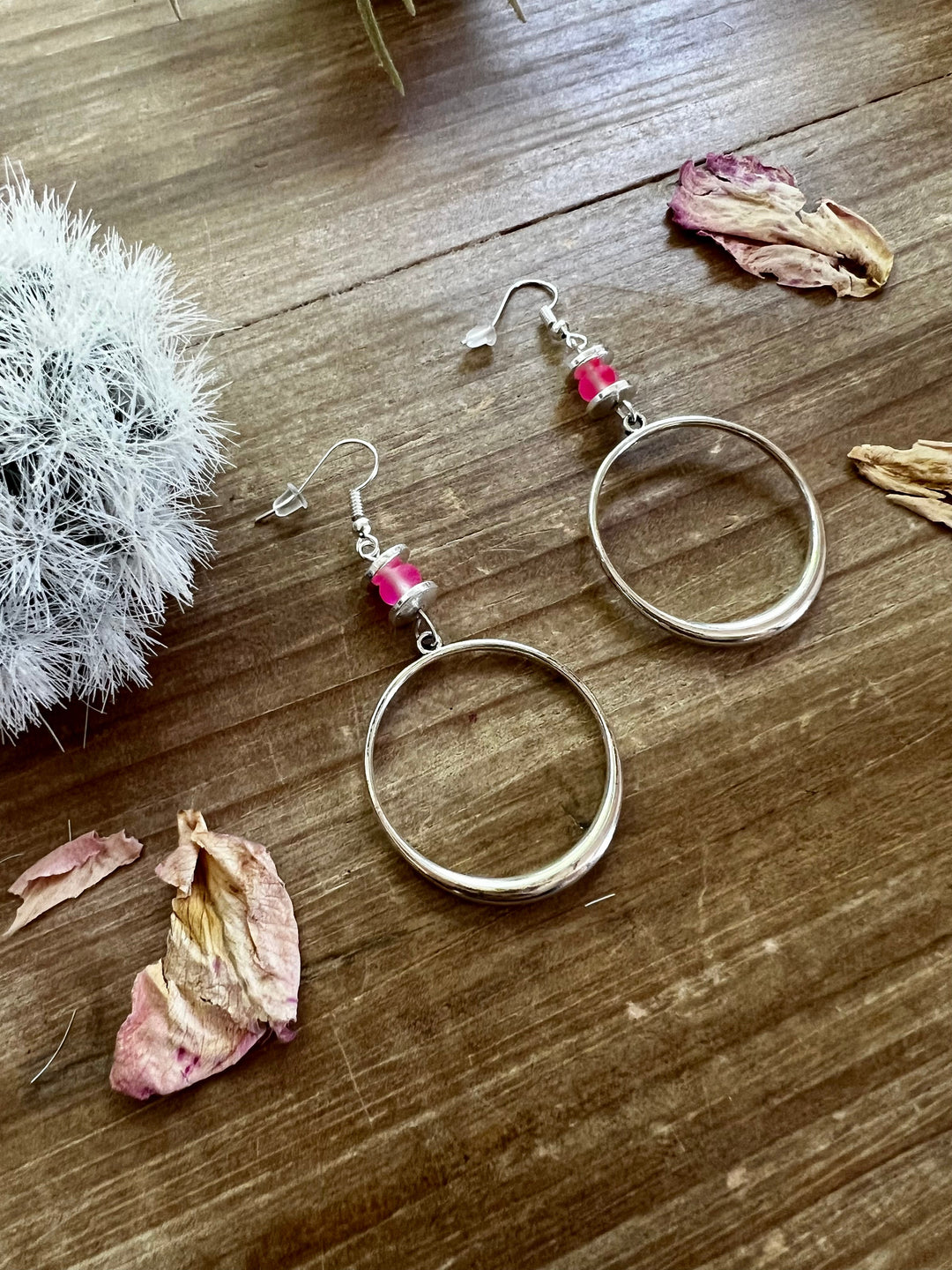 Pink mermaids beads on hoop earrings Earrings Shopify Collective The Bijoux FAB Jewelry The Bijoux FAB Jewelry