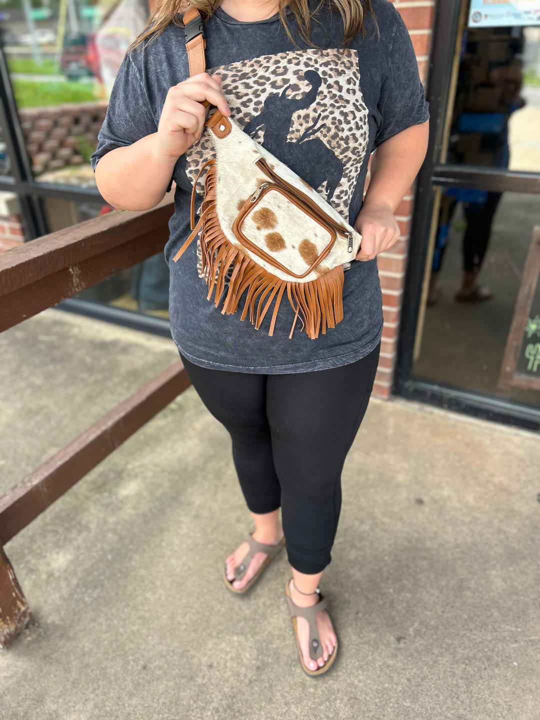 Fringe Belt Bag Brown Women's Double C