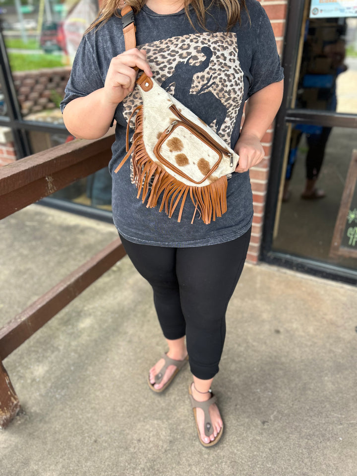 Fringe Belt Bag Brown Women's Double C