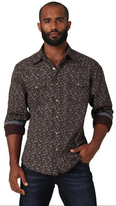 Wrangler Retro® Premium Long Sleeve Snap Shirt - Modern Fit - Brown