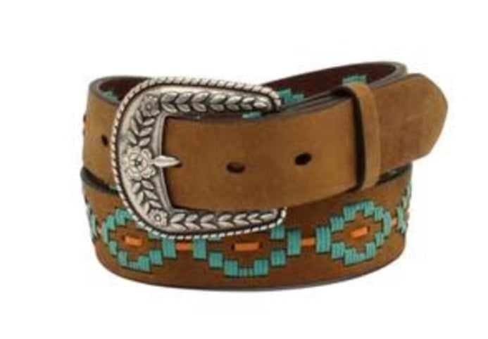 Southwest Laced Leather Buckle belt children's M & F