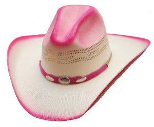 Pink Straw Western With Silver Concho/Kids