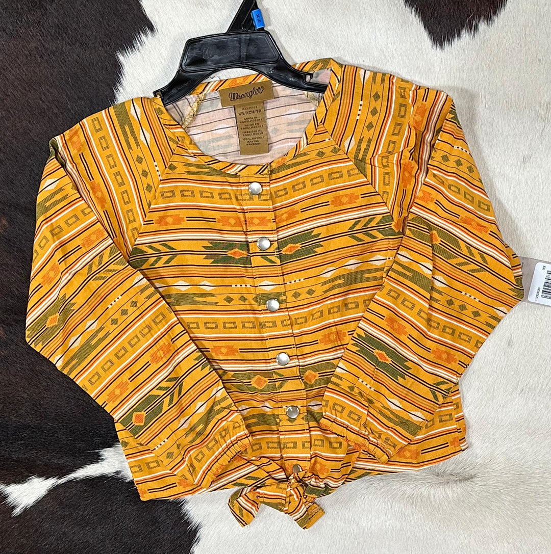 Wrangler Girls Long Sleeve Aztec Button Up Wrangler