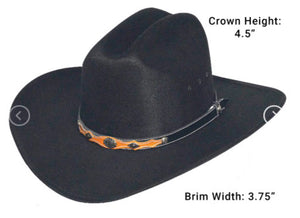 Black Faux Felt Western Kids Hat