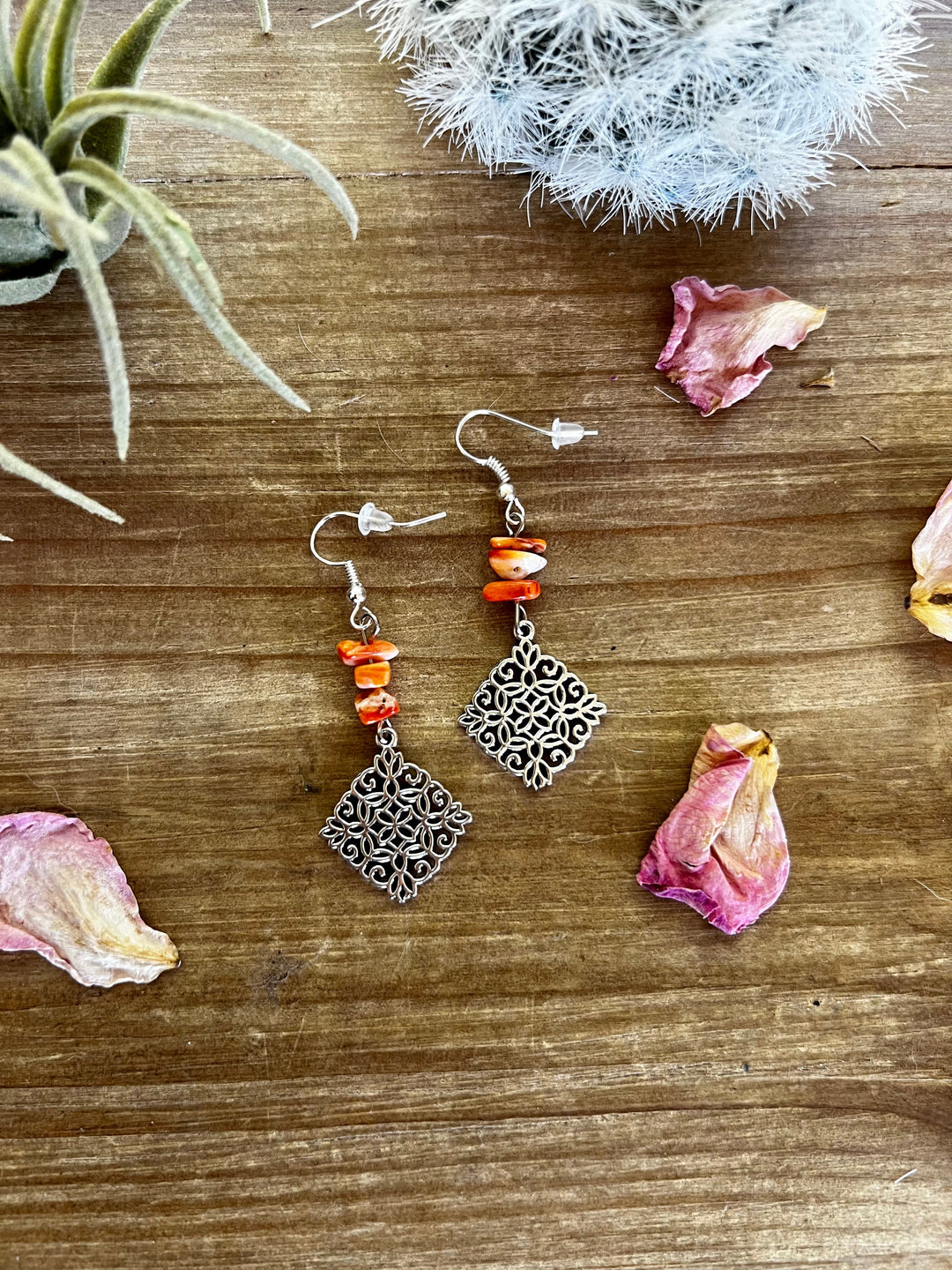 Orange spiny dangle earrings Earrings Shopify Collective The Bijoux FAB Jewelry The Bijoux FAB Jewelry