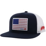 HOOEY "LIBERTY ROPER" HAT NAVY/WHITE W/ FLAG PATCH