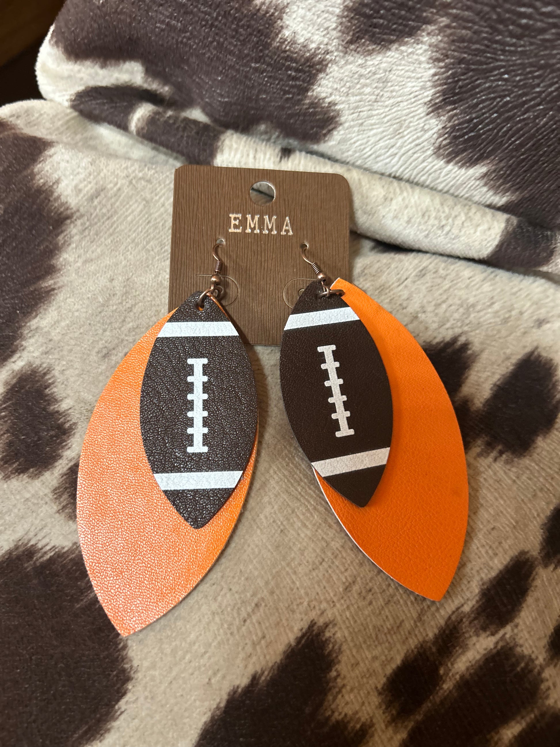 football earrings orange Double C Western Supply