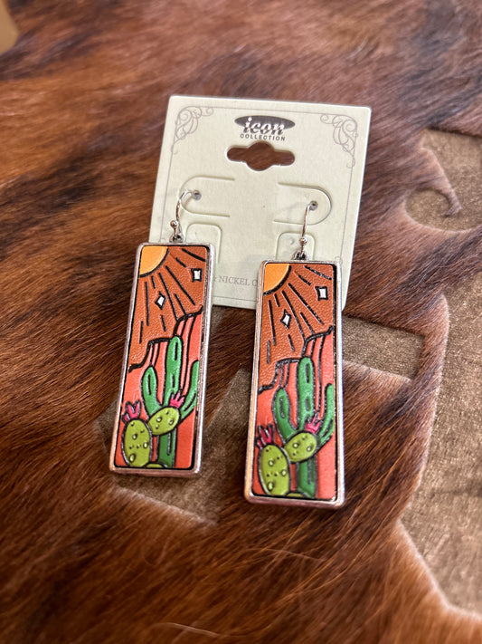 Western scene leather earrings Double C Western Supply