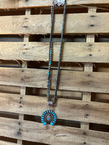 beaded turquoise squash blossom necklace