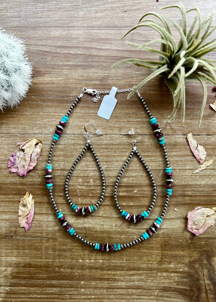 Sterling Silver Pearls choker with real turquoise and purple spiny oyster Necklaces Shopify Collective The Bijoux FAB Jewelry The Bijoux FAB Jewelry