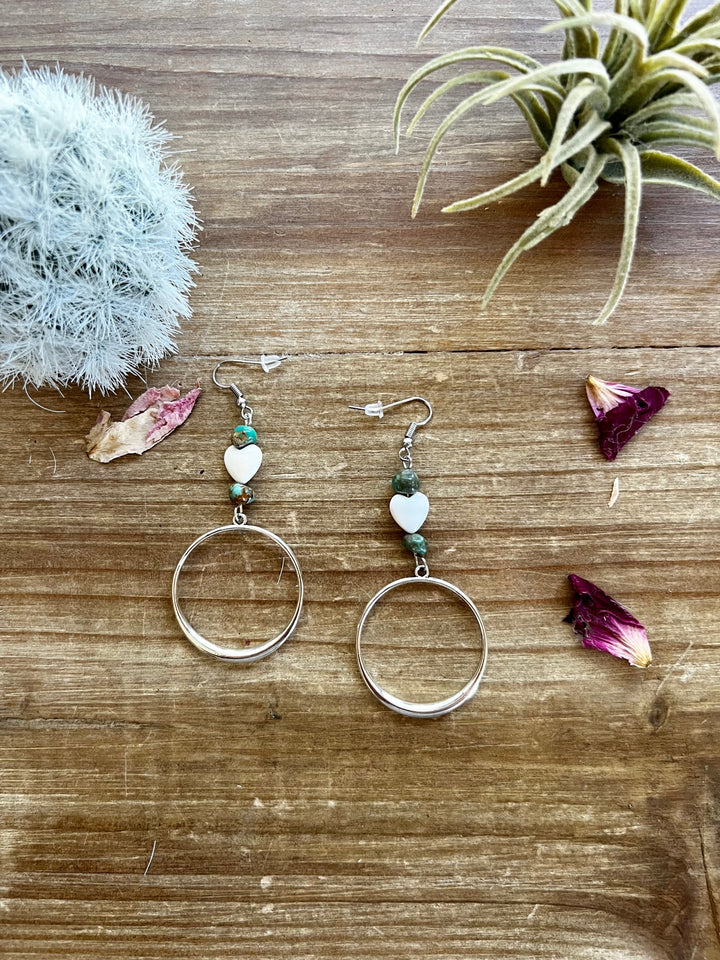 Bahama shell pink heart with turquoise on mini hoop Earrings Shopify Collective The Bijoux FAB Jewelry The Bijoux FAB Jewelry