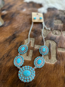 Western Stone Concho Necklace Set