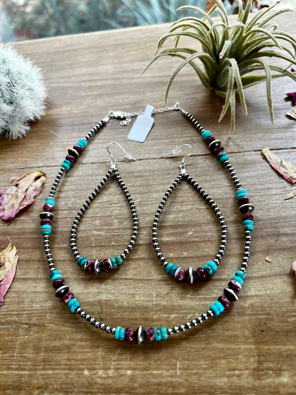 Sterling Silver Pearls choker with real turquoise and purple spiny oyster Necklaces Shopify Collective The Bijoux FAB Jewelry The Bijoux FAB Jewelry
