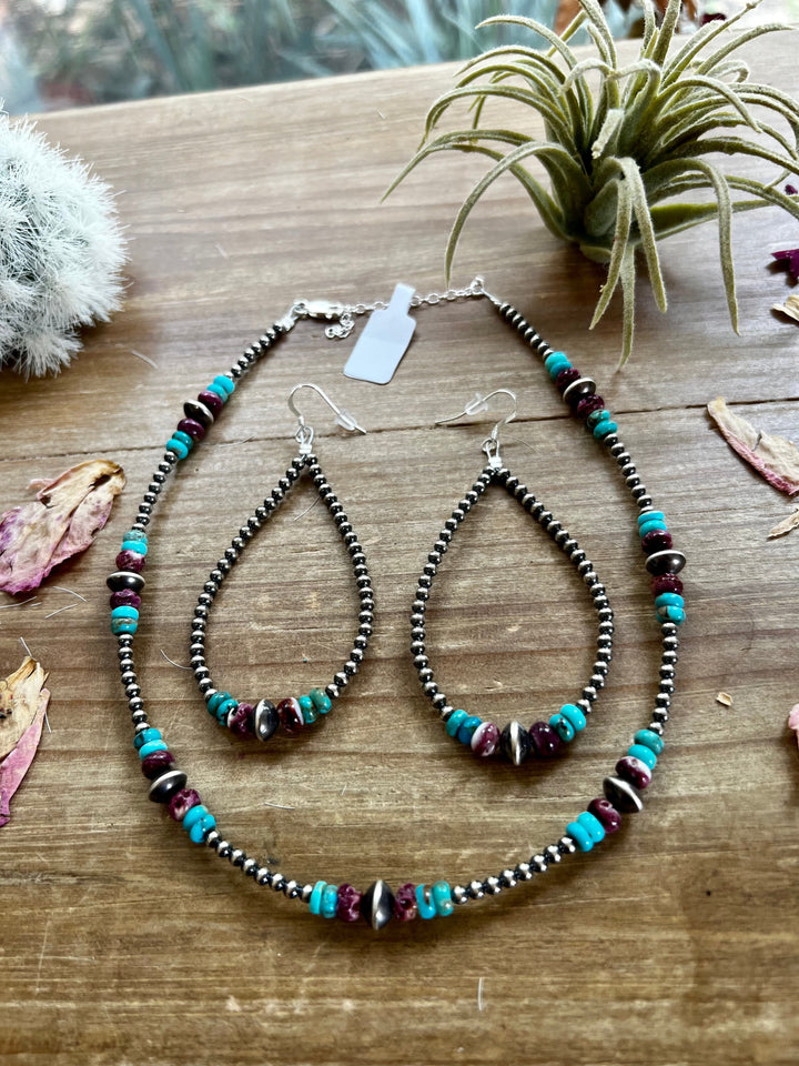 Sterling Silver Pearls choker with real turquoise and purple spiny oyster Necklaces Shopify Collective The Bijoux FAB Jewelry The Bijoux FAB Jewelry