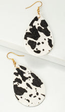 Load image into Gallery viewer, TEARDROP REAL LEATHER DROP EARRINGS WITH PRINTS

