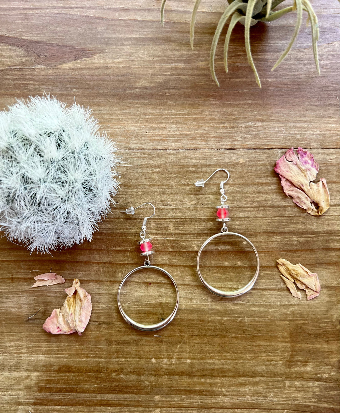 Pink mermaids beads on hoop earrings Earrings Shopify Collective The Bijoux FAB Jewelry The Bijoux FAB Jewelry